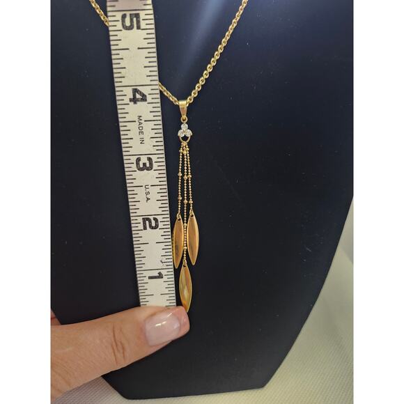 Cookie lee Goldtone dangle necklace 17" costume rhinestone - Picture 3 of 7